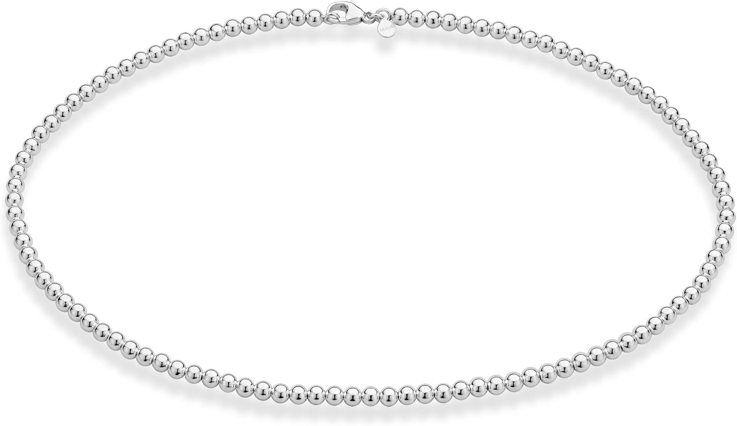 Miabella Italian 925 Sterling Silver Handmade 4mm Bead Ball Strand Chain Necklace for Women, Made in Italy - Image 2