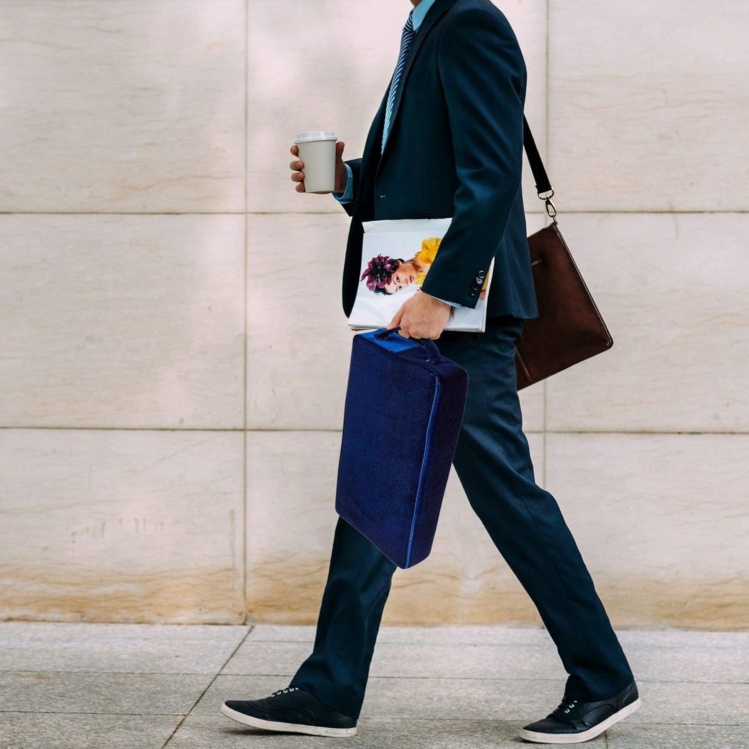 Needzo Soft Navy Blue Personal Foam Prayer Kneeler, Easy to Carry Kneeling Pad, Extra Thick, 15 x 7.75 Inches