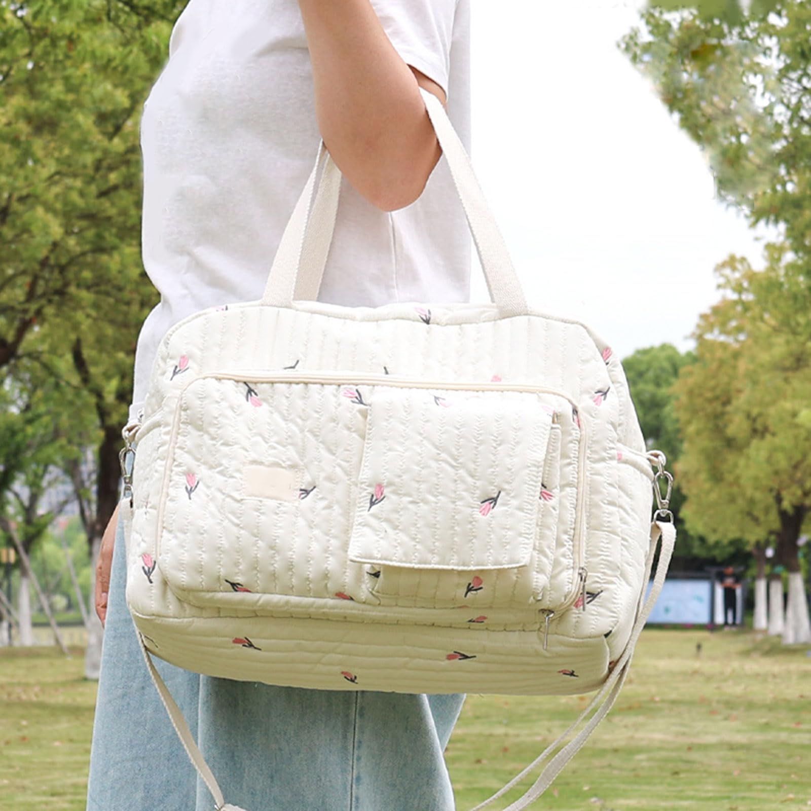 Bolsa de almacenamiento lavable de moda con diseño estratégico de compartimento para cambiar pañales, bolsa de pañales esencial