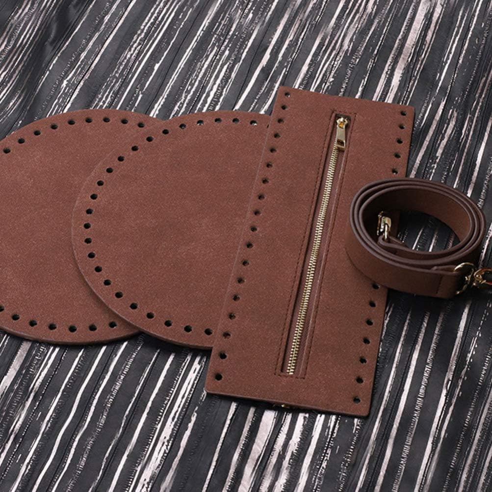 4 Pcs Bag Bottom Shaper Round Pu Leather Purse Inserts Base Strap Lobster Clasp Zipper for DIY Bag Making Accessories (Coffee)