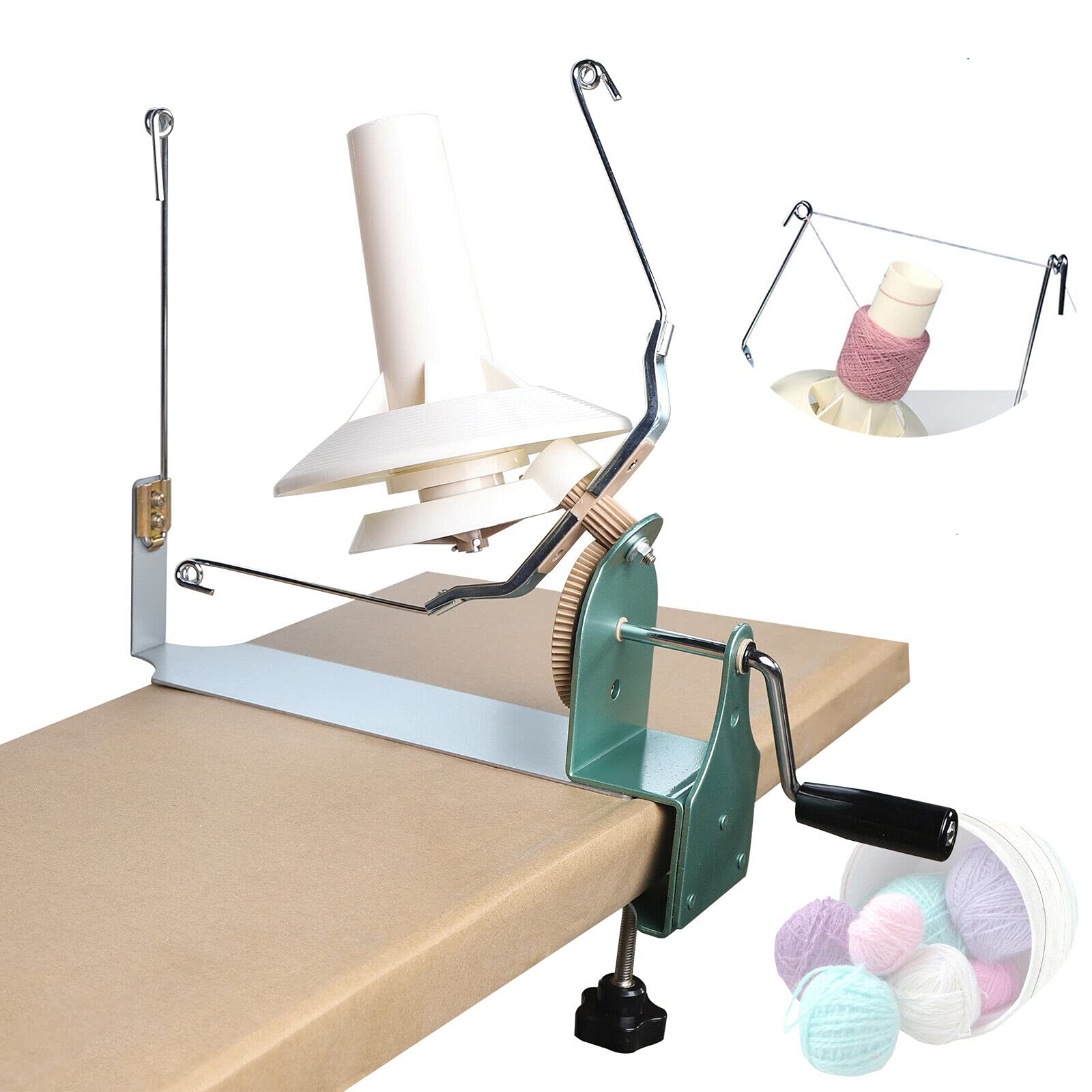 Yarn Winder, Bench Metal Large Yarn Ball Winder GDAE10 Fiber Wool Ball Hand Operated TOP for Knitting Home Industry Hand Craft Desktop (Green Without Yarn Guide)