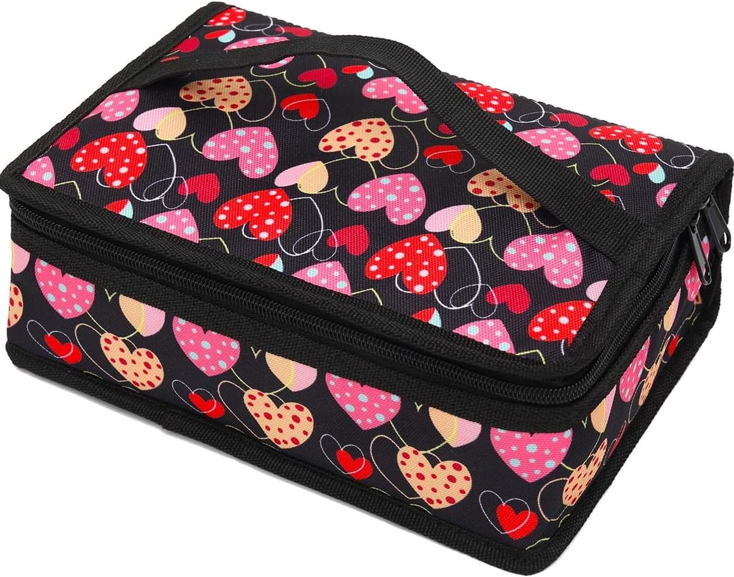Small Insulated Lunch box Portable Soft Bag Mini Cooler Thermal Meal Tote Kit with Handle for Work & School by FlowFly (Heart)