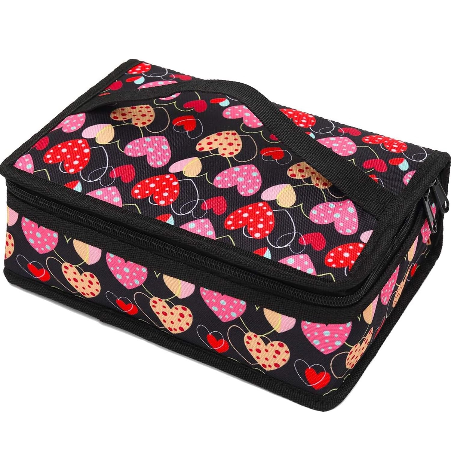 Small Insulated Lunch box Portable Soft Bag Mini Cooler Thermal Meal Tote Kit with Handle for Work & School by FlowFly (Heart)