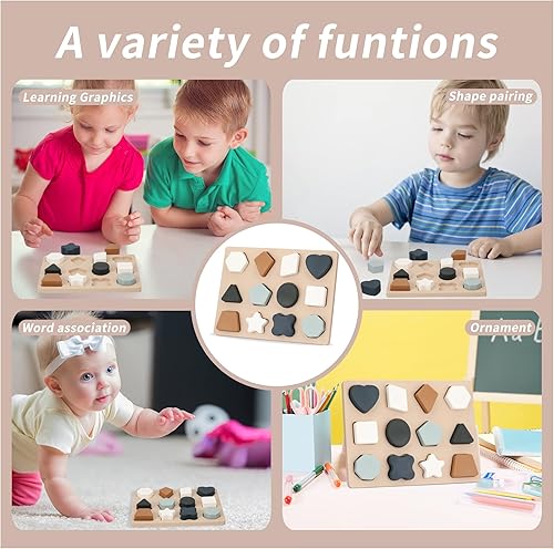 Miniatura 4 de TOYHDAYO Rompecabezas Montessori de silicona con forma de aprendizaje para bebés y niños pequeños juguetes para regalos para niños pequeños
