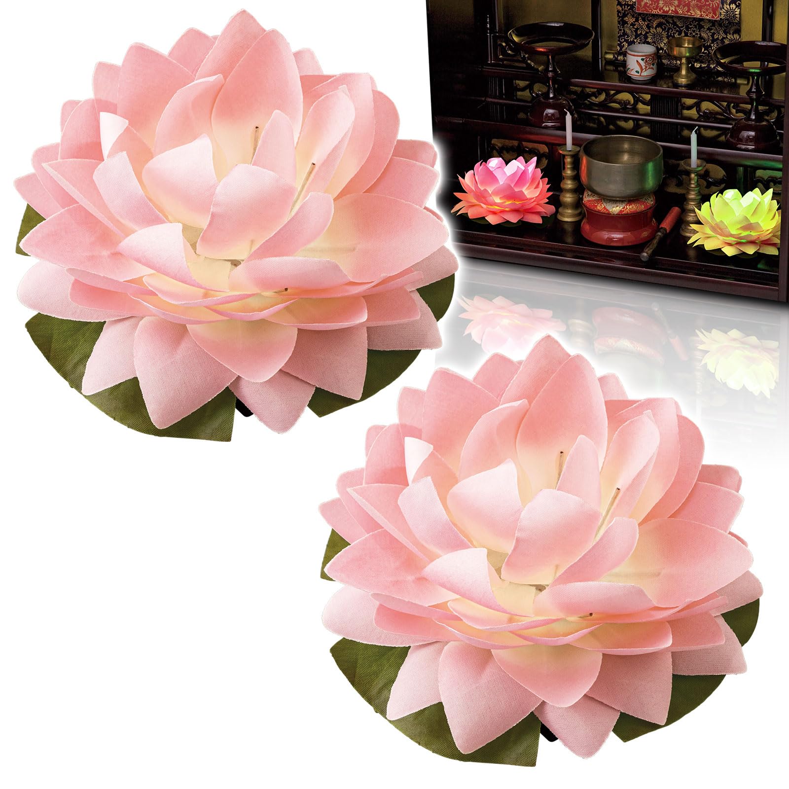 Amazon｜コモライフ 仏壇用LED仏花 2個組 蓮 蓮華灯 仏具 造花