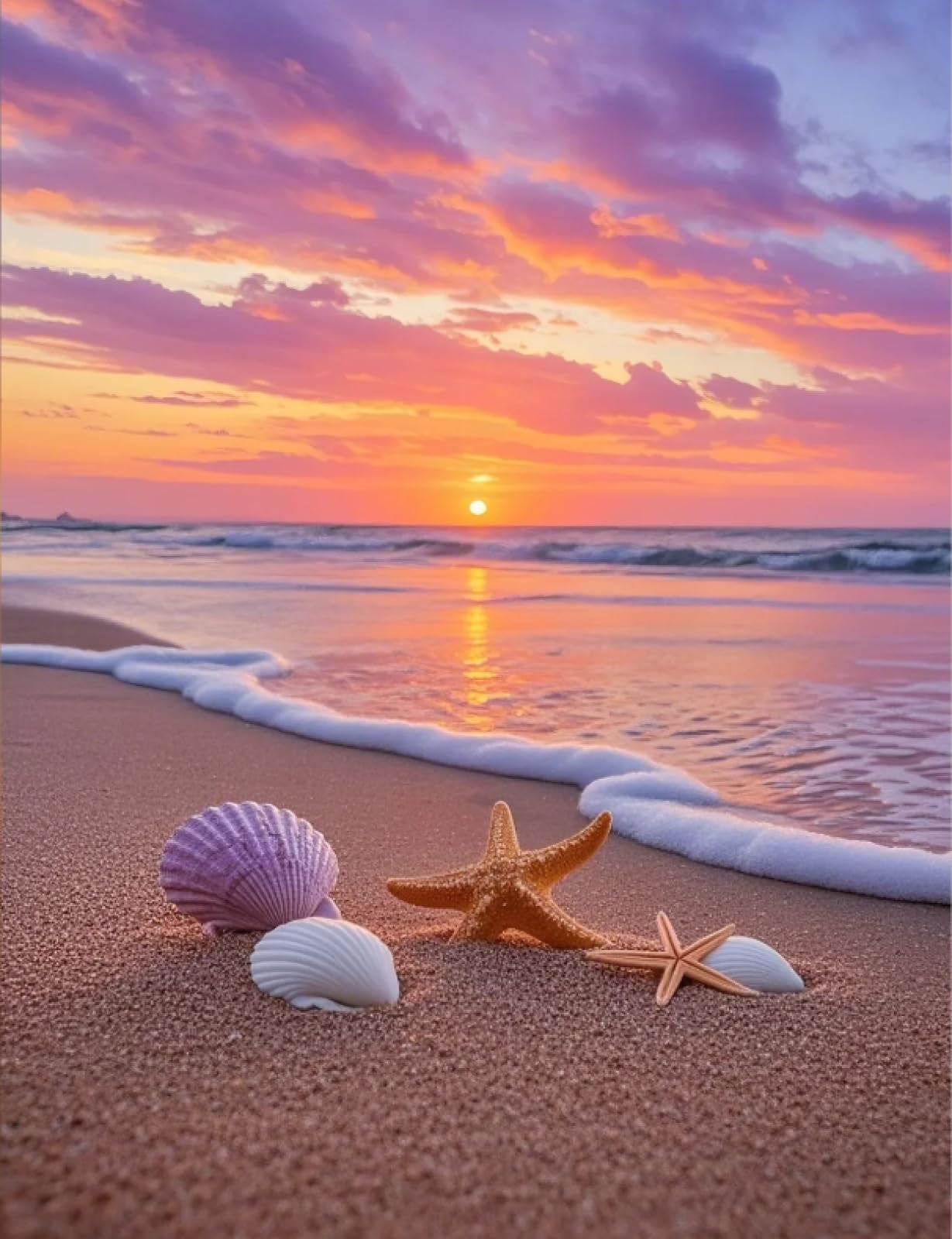 Stithej Stamped Cross Stitch Kit Starfish and Seashells for Adult Beginner