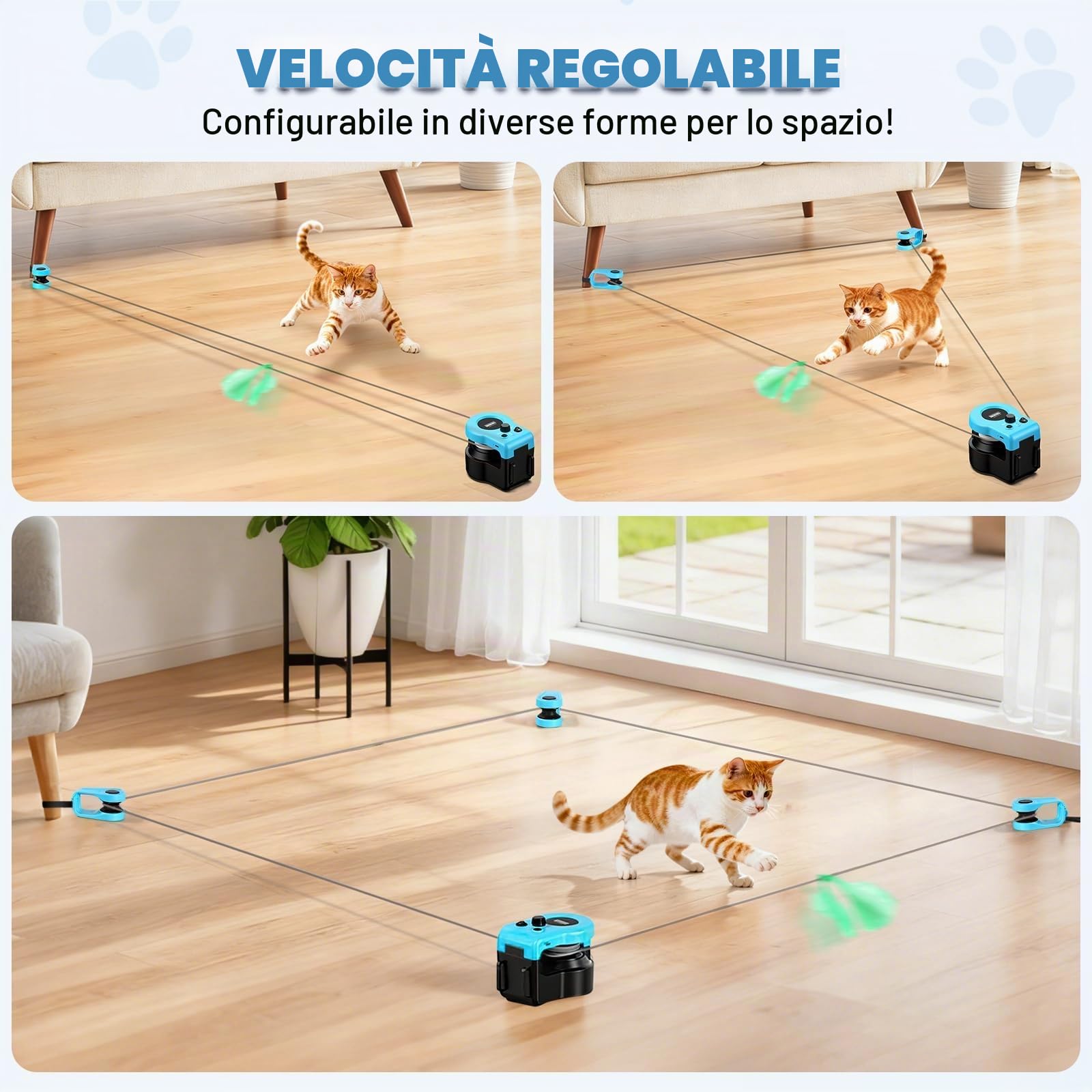 Giochi Automatici/Automatiche per Gatti di Interno con Telecomando, Giochi Interattivi, Giochi di Esercizio con Velocità Regolabile, Suoni di Topo Realistici, Fa Correre e Cacciare i Gattini Ennuyati