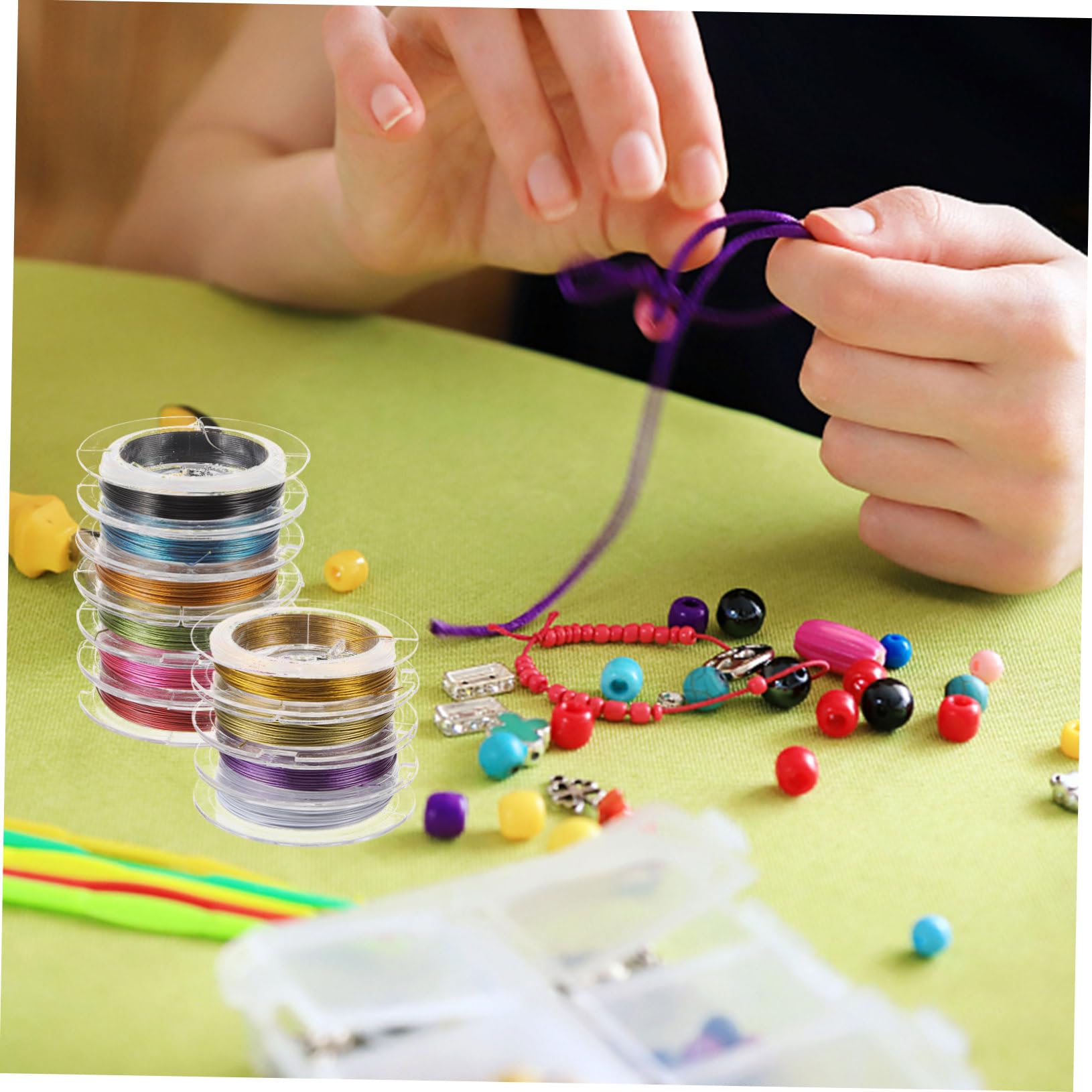 Uonlytech 4 Sätze Multifunktionales Schmuckdraht Metall Tragbarer Basteldraht für Diy Bead Projekte und Schmuckherstellung für Kreative Bastelarbeiten und Haaraccessoires