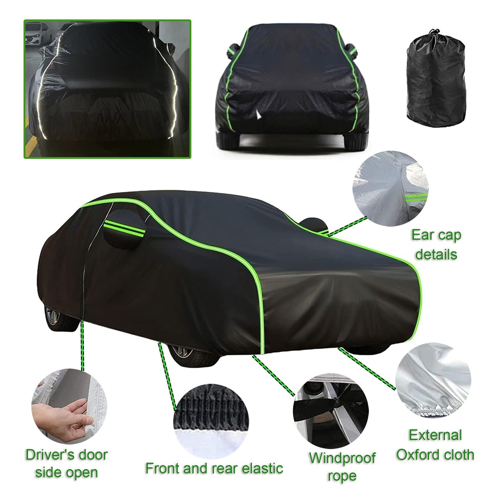 Funda Coche Exterior para 𝖪𝗂𝖺 Picanto, Cubierta de Coche al Aire Libre Invierno Verano para Sol Nieve Lluvia Polvo Protección Impermeable Transpirable Resistente(Silver,para 𝖪𝗂𝖺 Picanto)