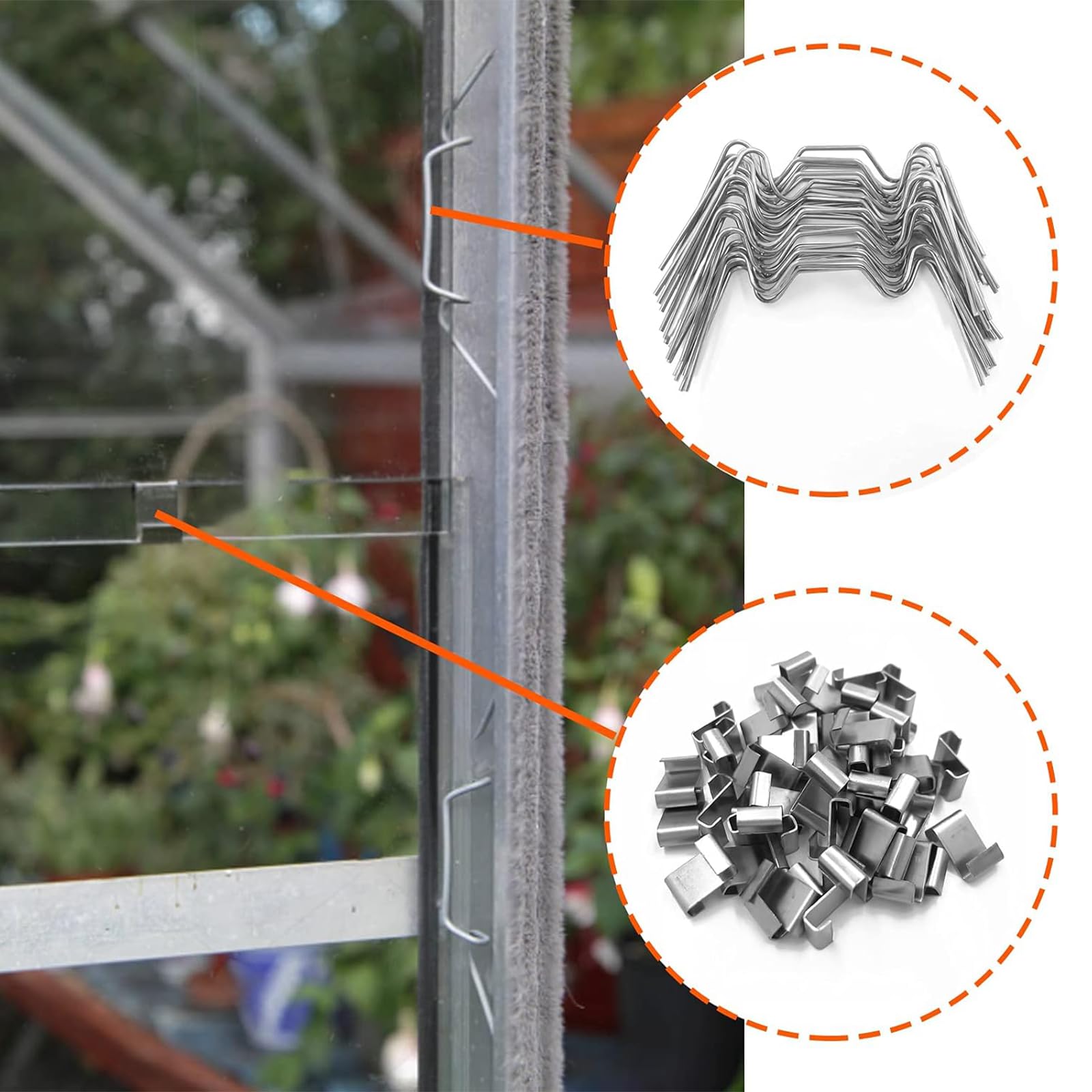 100pcs Greenhouse Clips for Fitting Glass, 50pcs W Greenhouse Glass Clips with 50pcs Z Greenhouse Glazing Clips, Greenhouse Glass Accessories Window Clip Glass Pane Fixings Clips - Image 4