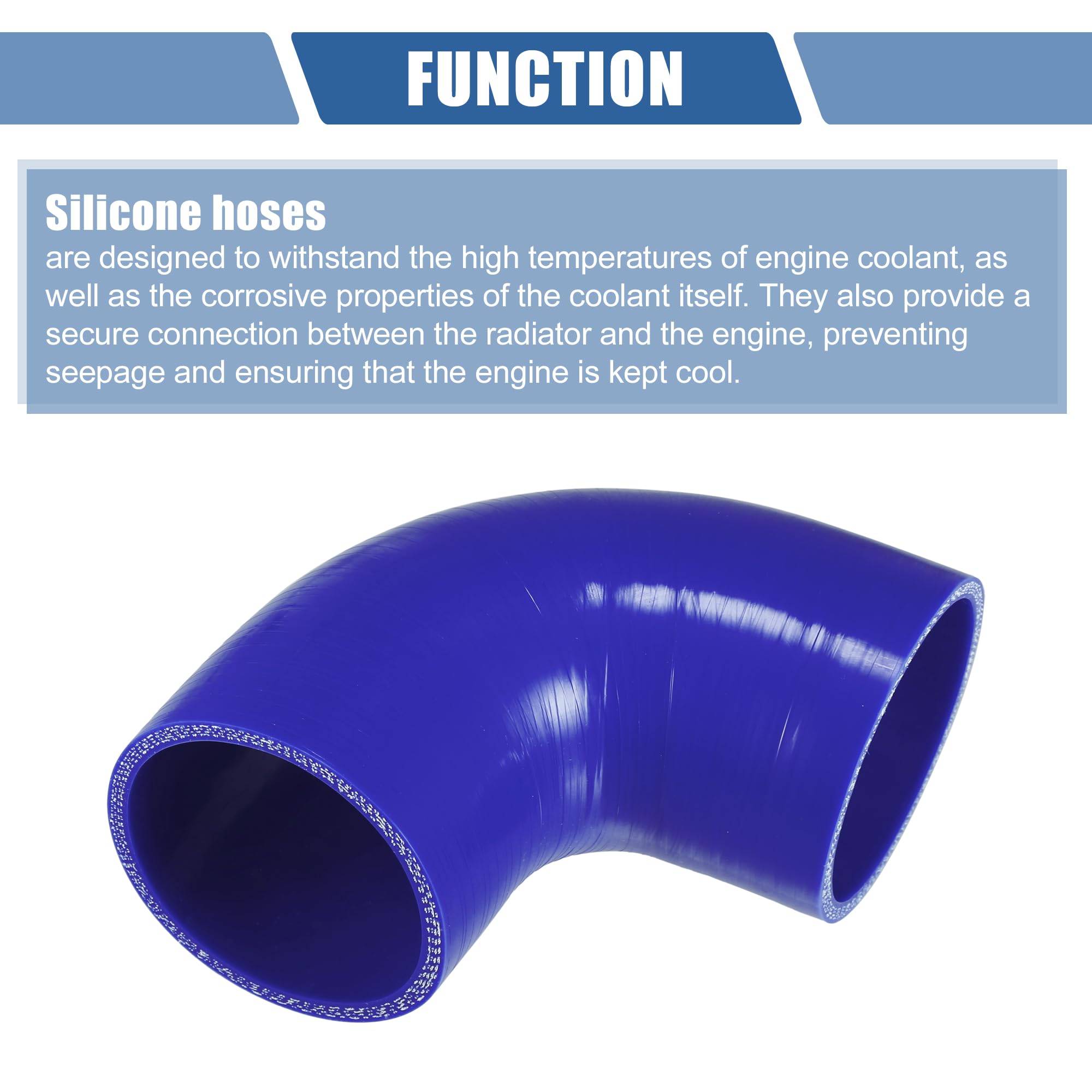 QUARKZMAN Tubo In Silicone Blu 1 Pz Per Auto 90 Gradi Diametro Interno 80mm | Spessore 5mm, Temp -60°C~300°C, Pressione 1Mpa, Per Auto, Liquido Raffreddamento, Olio, Freni, Antigelo, Aria Calda/Fredda