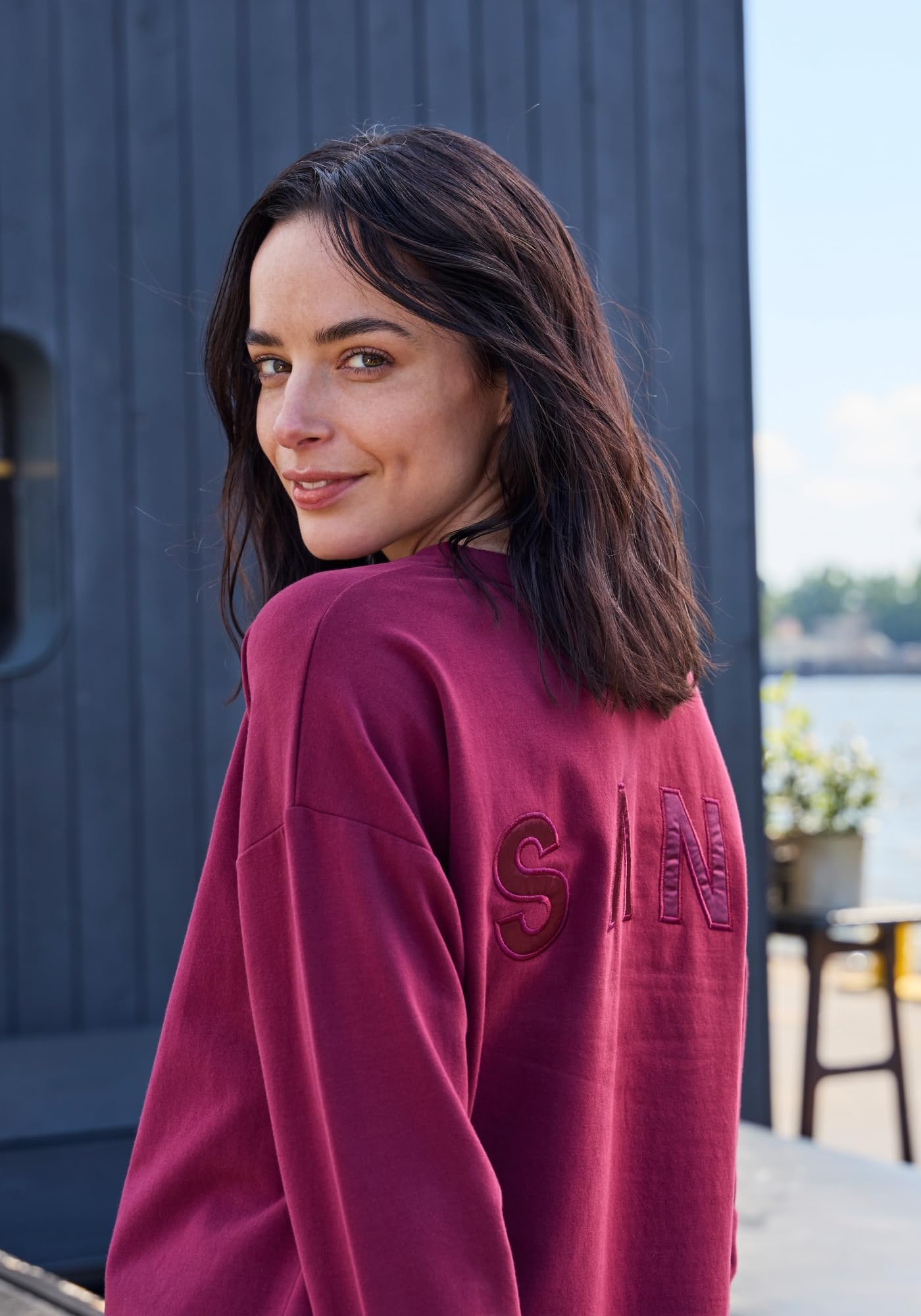 Elbsand Aleah Damen Sweatshirt mit weitem Ausschnitt, überschnittene Schultern, Loose fit