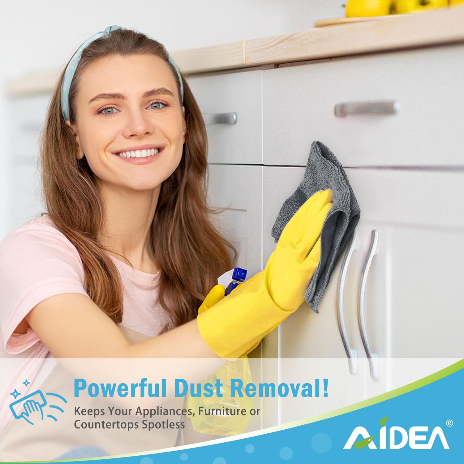 AIDEA Microfiber Cleaning Cloth-12PK, Soft Microfiber Towels for Cars, Absorbent Cleaning Rags, Lint-Free Streak-Free Wash Cloths for House, Kitchen, Window(12in.x12in), Grey - Image 4