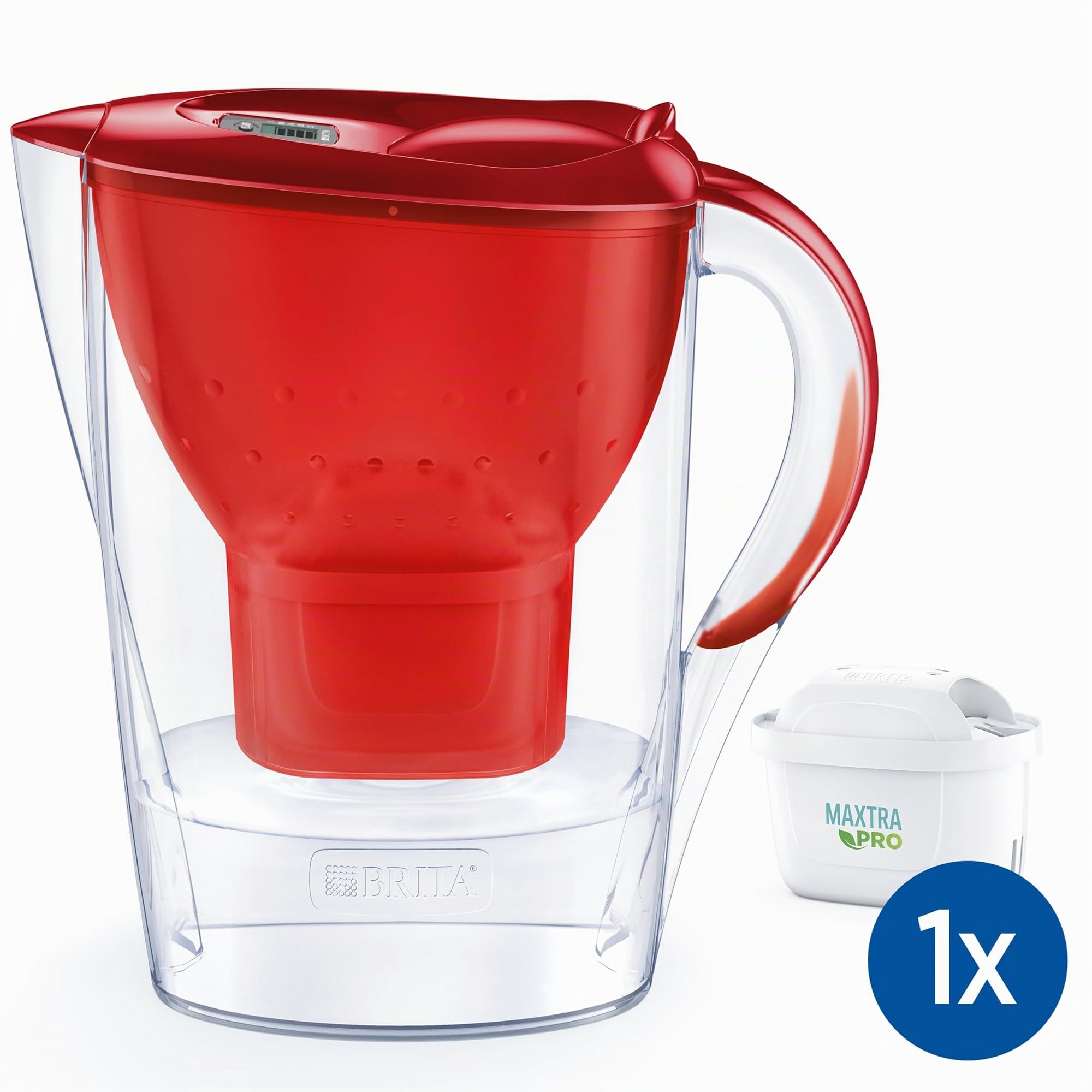 Brita Carafe Filter Marella Red (2.4l) Includeva 1 Cartuccia Filtro Maxtra Pro AlL-IN-1