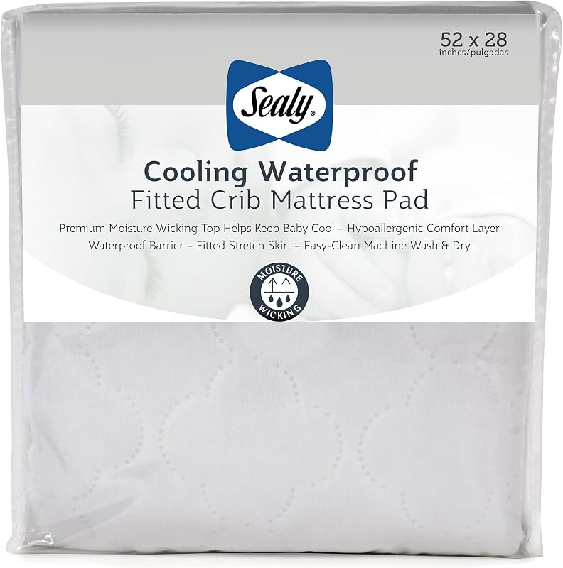 Protector de colchón para cuna que absorbe la humedad y funda para cama para niños pequeños, cubierta impermeable, duradera y cómoda, lavable a máquina y apta para secadora, 52 x 28 pulgadas, color blanco
