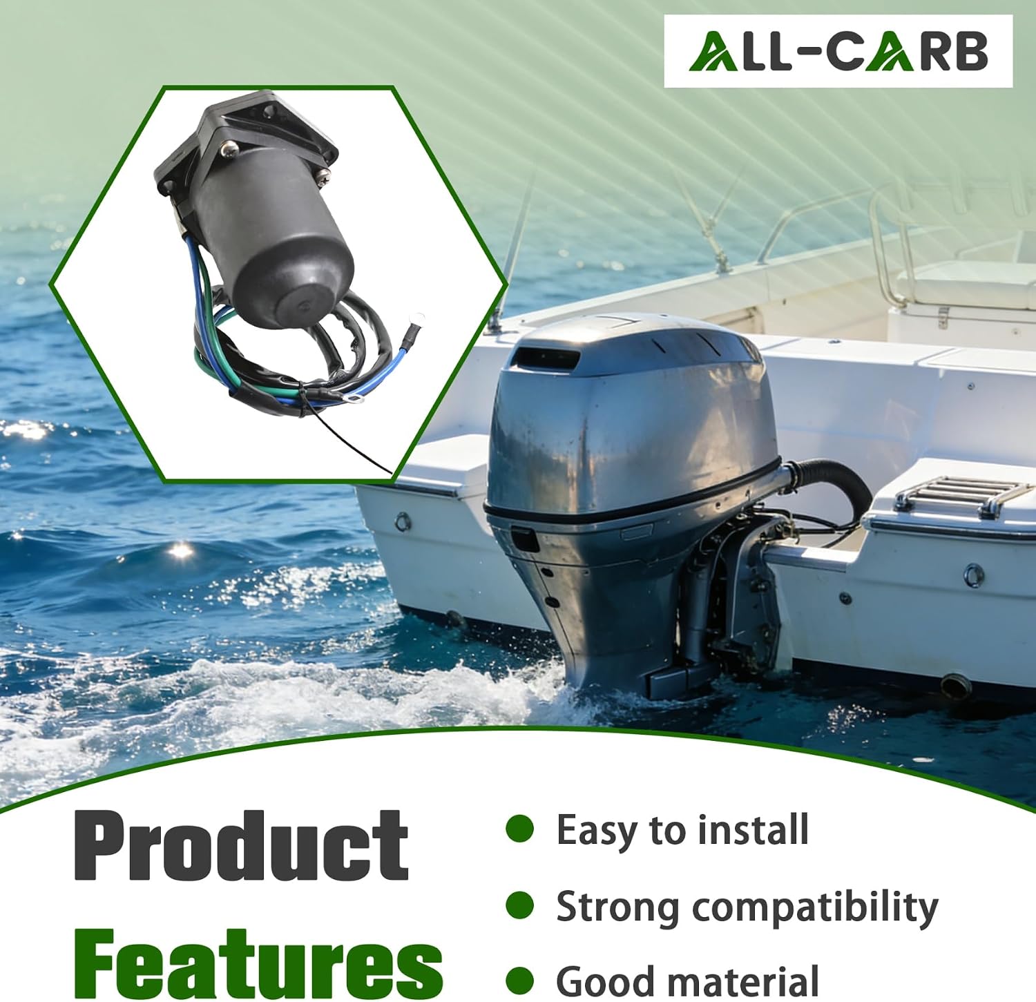 ALL-CARB Tilt Trim Motor Replacement for Yamaha Outboard F75TLR F90TJR 2005-2008 6D8-43880-01-00 6D8-43880-09-00 PT626NM PT627NM