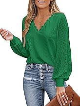 CUPSHE Women blouse with scalloped cut, long sleeve, v neck, banded cuffs, elegant and elegant