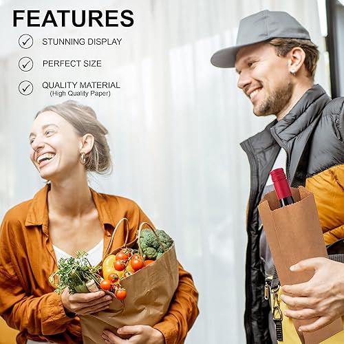 Miniatura 5 de MT Products Bolsas de vino Kraft de 3.75 x 2.25 x 11.5 pulgadas, bolsas de papel desechables para regalo, paquete de 100