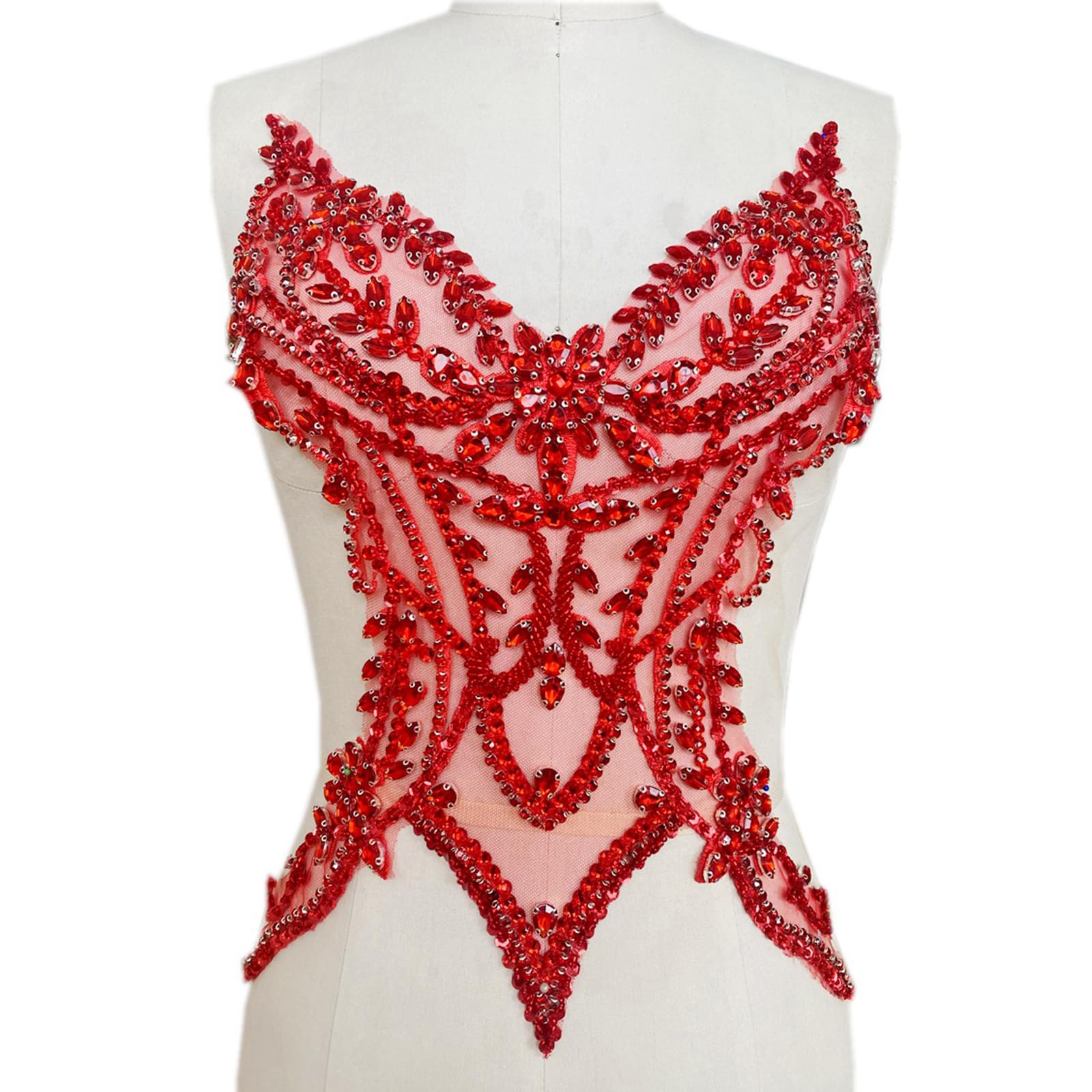 yanwuwa 3D Costumes Appliques Patches Hand Beaded Patches Rhinestones Sew on for Wedding Dresses and Prom Clothes Hand Beaded