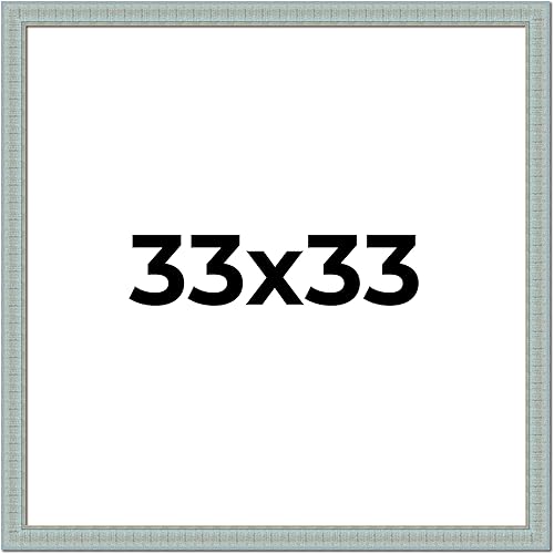 Marco azul de 33 x 33 pulgadas, marco de fotos de madera maciza envejecida, ancho de 1.5 pulgadas, profundidad del marco interior de 0.5 pulgadas,
