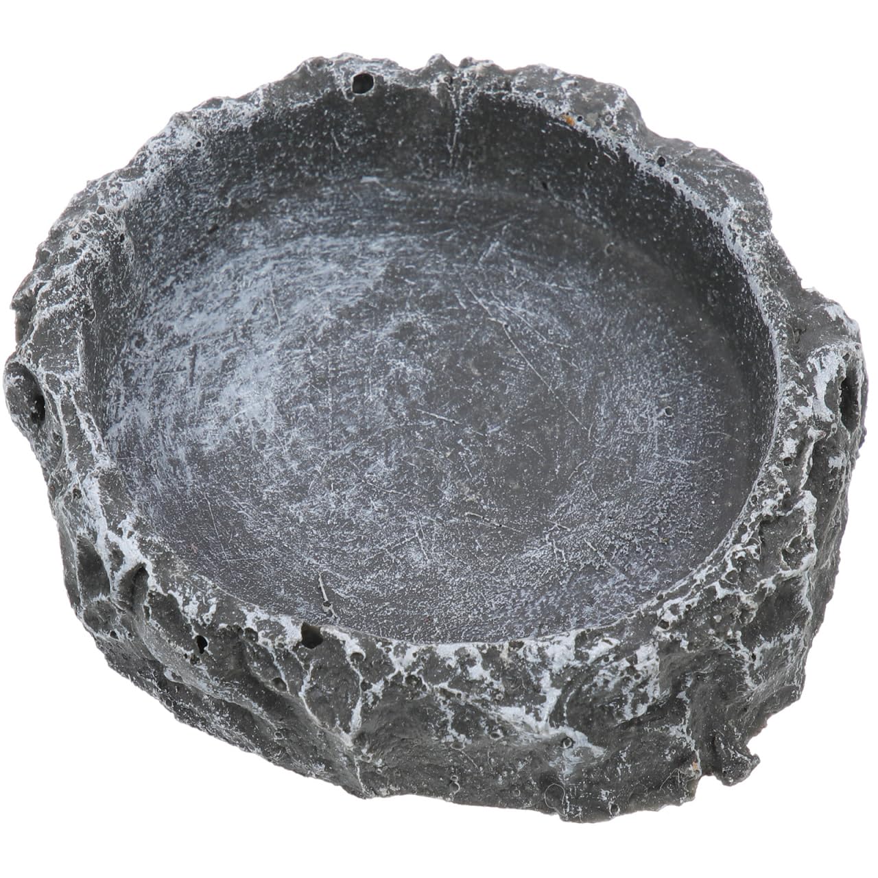 VICASKY Reptile Water Dish Rock Grey Reptile Food Holder Terrarium Food Bowl Tortoise Feeding Basin Resin Feeder for Turtle Lizard Gecko Habitat Accessories