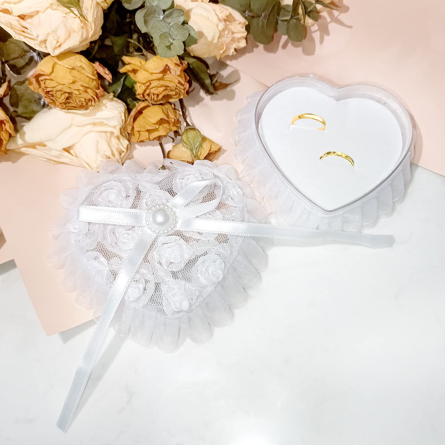 Flower Heart Shaped Ring Bearer Pillow Pillow Heart Shape Wedding