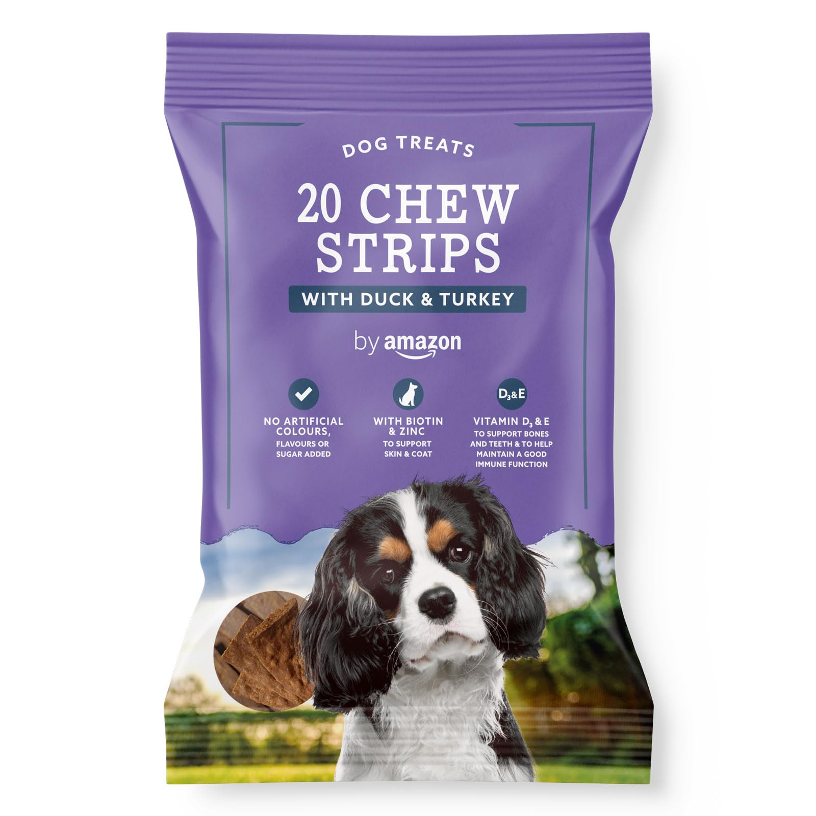 by Amazon - Dog Treats - 20 Chew Strips with Duck & Turkey, 200g