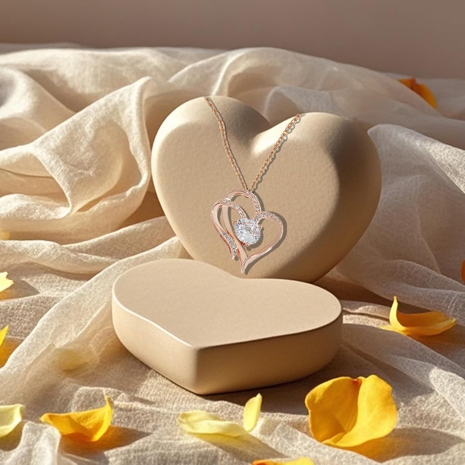 Heart Pendant Necklace for Women, Forever Love Heart Necklaces with Birthstone Pendant Anniversary, Birthday Gift for Wife Mothers - Image 2