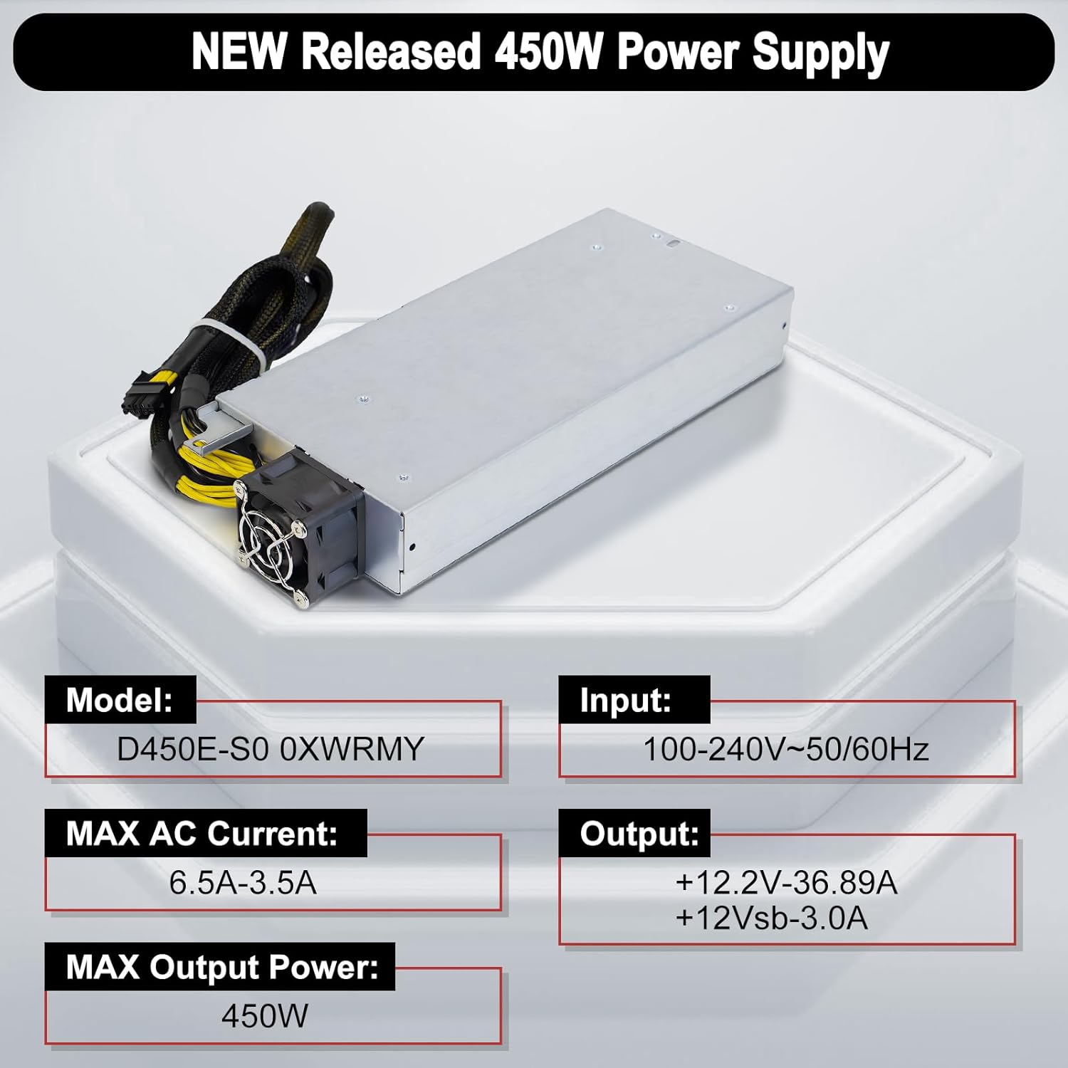 LXun Upgraded D450E-S0 0XWRMY 450W Power Supply DPS-450AB-6 A(01F) Compatible with Dell PowerEdge R440 Server Power Supply Replacement for DPS-450AB-6A XWRMY Connector: 18pin+2 * 10p+8pin