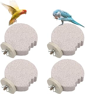 4pcs Bird Perch Stands, Beak Grinding Stone Parrot Cage Paw Calcium Perch Foot Claws Trimmer Parakeet Platform Parrot Budgies Chewing Toys for Small Medium Lovebird Cockatiel Conure (Crescent)