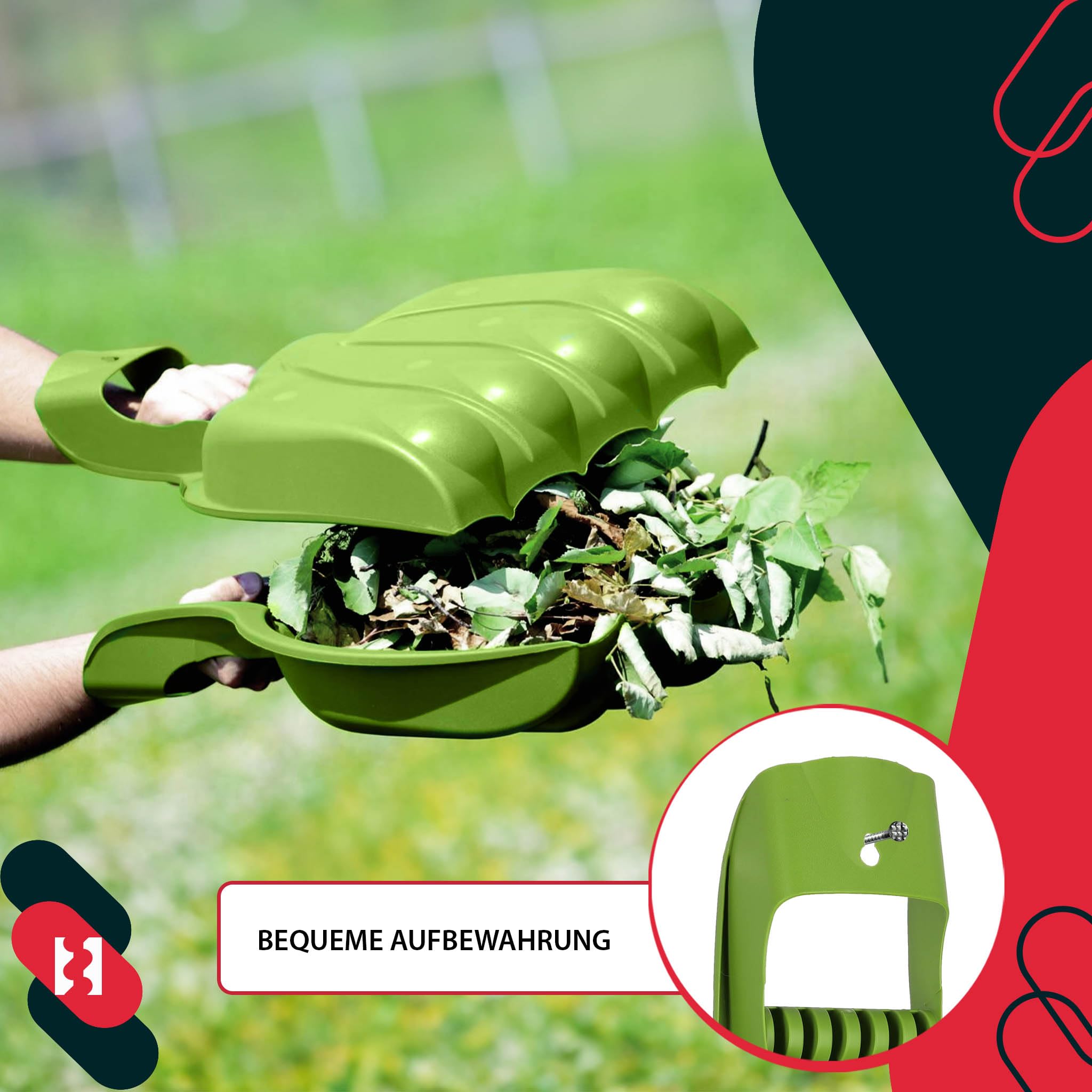 KOTARBAU® 1 par de Garras para hojas y hierba, Verde, Rastrillo recoge hojas, Garras de agarre, Recolector de hojas, Recogedor portátil hojas, Garras de césped para jardín, Cuchara de hojas, Agarrador