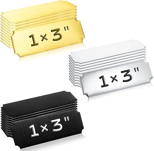 Miniatura 7 de Therwen 30 placas de nombre grabadas con láser, placa de latón macizo cepillado, placa personalizada en blanco, etiqueta de nombre personalizada con