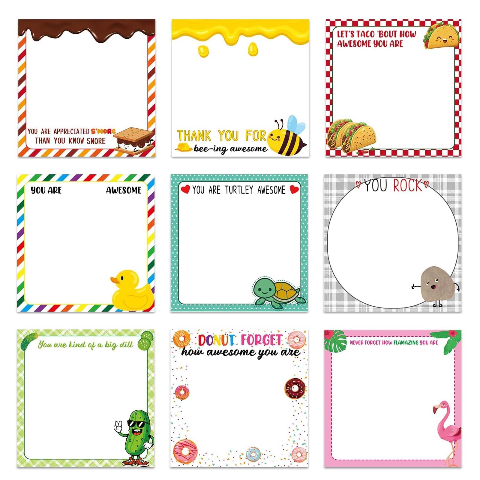 9 Pack Inspirational Sticky Notes, 450 Sheets Motivational Post It Pads
