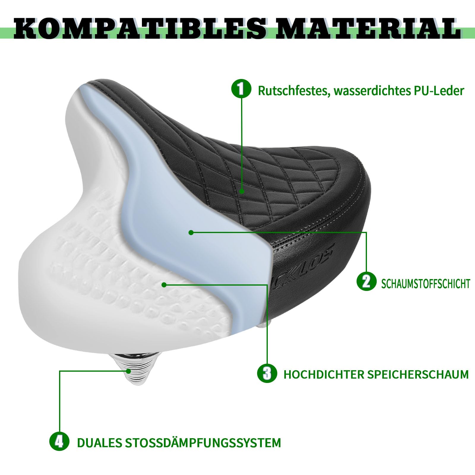 Selle de vélo en gel, large, confortable, respirante et douce, imperméable, amortissant les chocs
