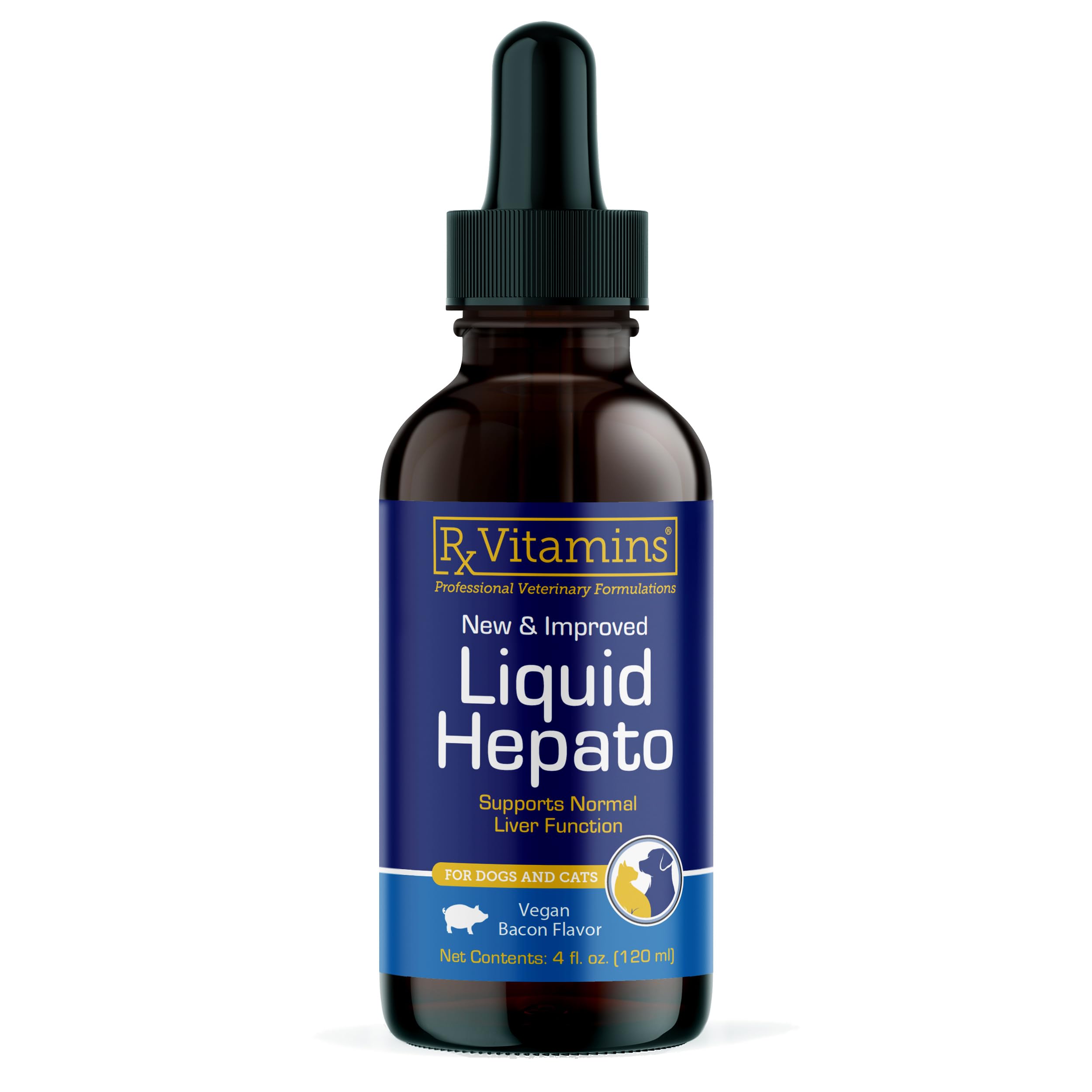 Rx Vitamins Liquid Hepato Support for Dogs & Cats - Liver Support Supplement with Milk Thistle for Dogs (Silymarin & Silybinin) and Vitamin B - Bacon