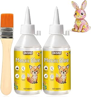 JAOJAO Mosaic Tile Glue, Mosaic Adhesive Super Strong Adhesion Durable Firm Flexible Weather and Shock Resistant Waterproof Quick Drying for DIY Tile Art Projects and Craft Enthusiasts, 100ml*2