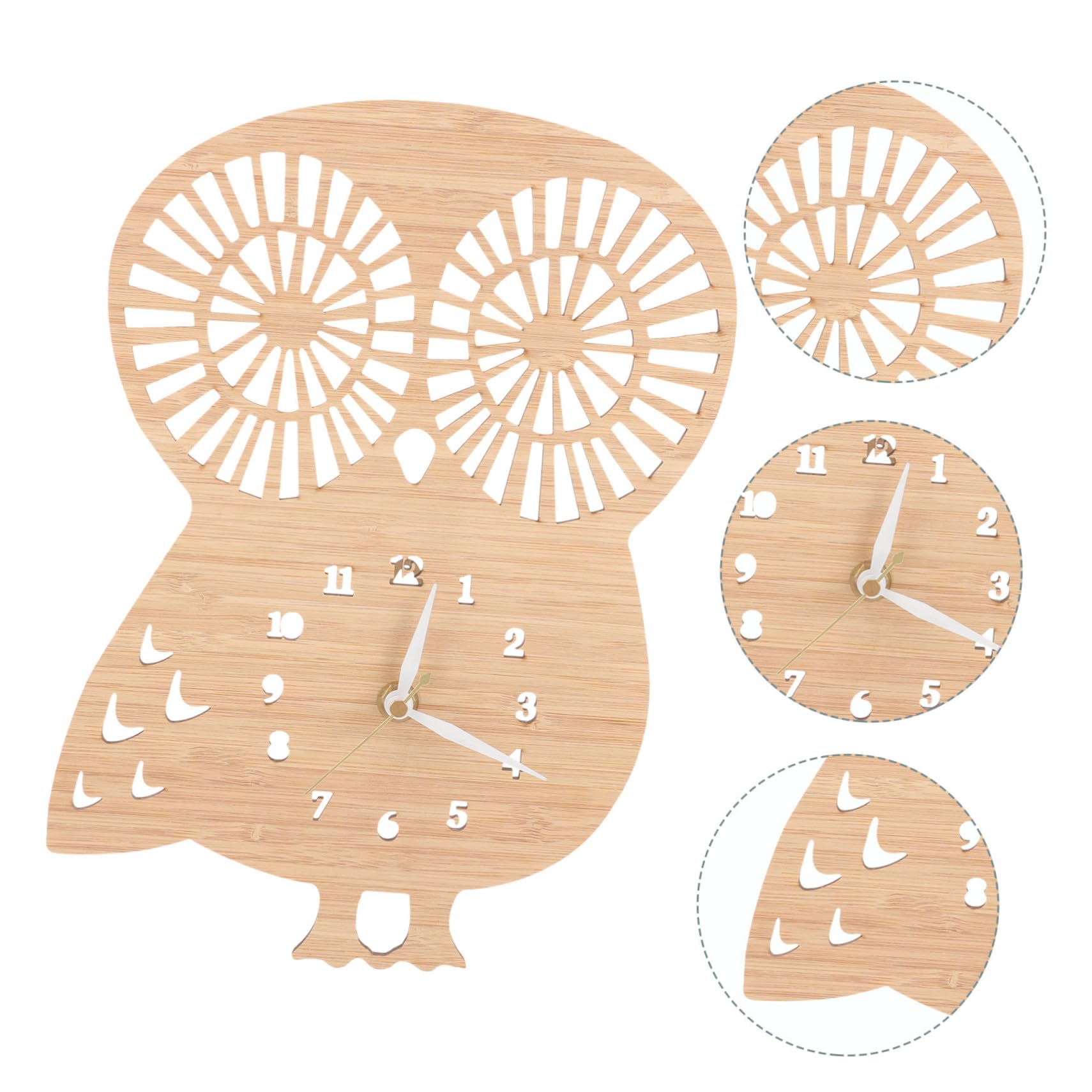 Eulenförmige Wanduhr aus Bambus und Holz für Wohnzimmer