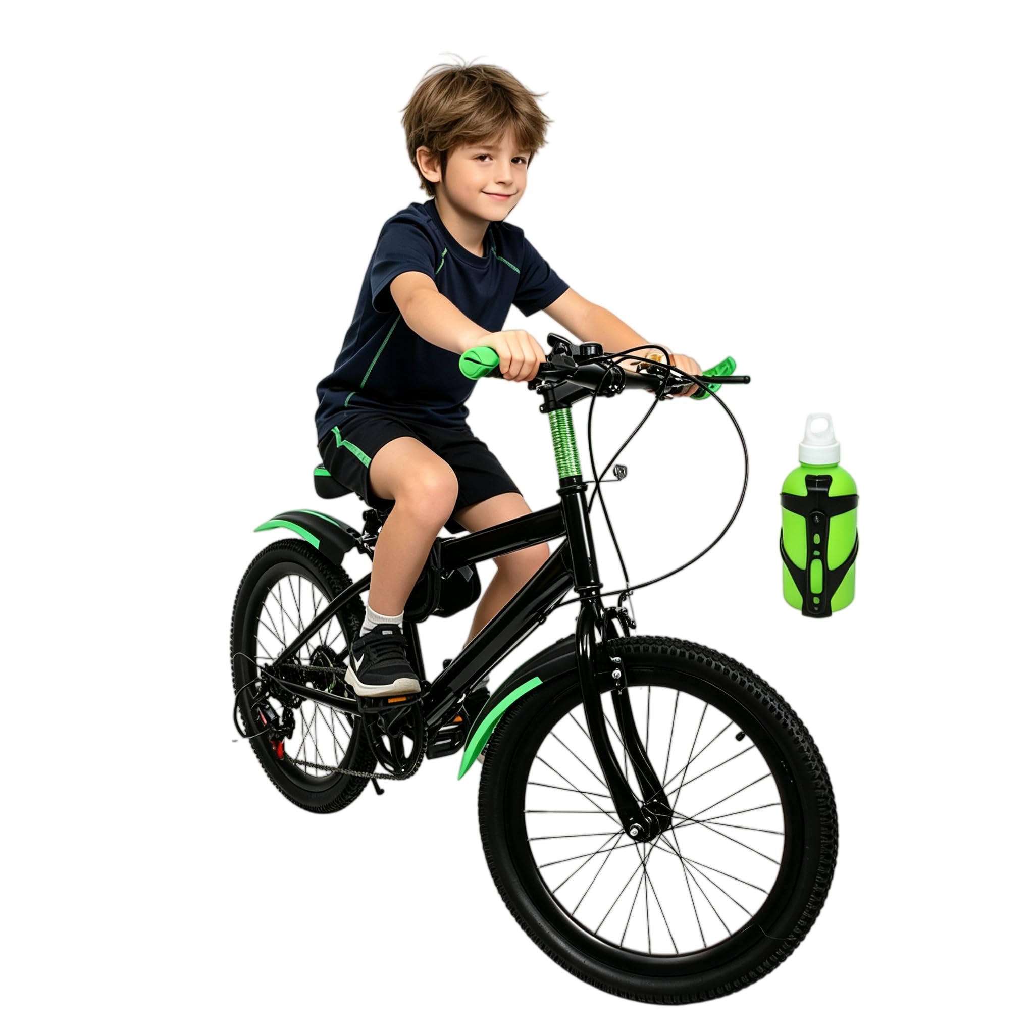 VTT 20 Pouces,vélo Enfant,vélo de Ville à 7 Vitesses avec Garde,Suspension et capacité de Charge jusqu'à 85 kg