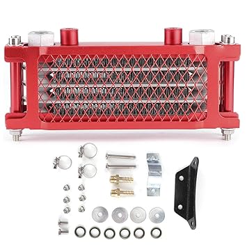 Engine Oil Cooler 100 250CC, Red Motorcycle Cooling System Reduce Engine Load Aluminium Alloy Radiator for 100 250CC Off Road Vehicle 85x200x45mm