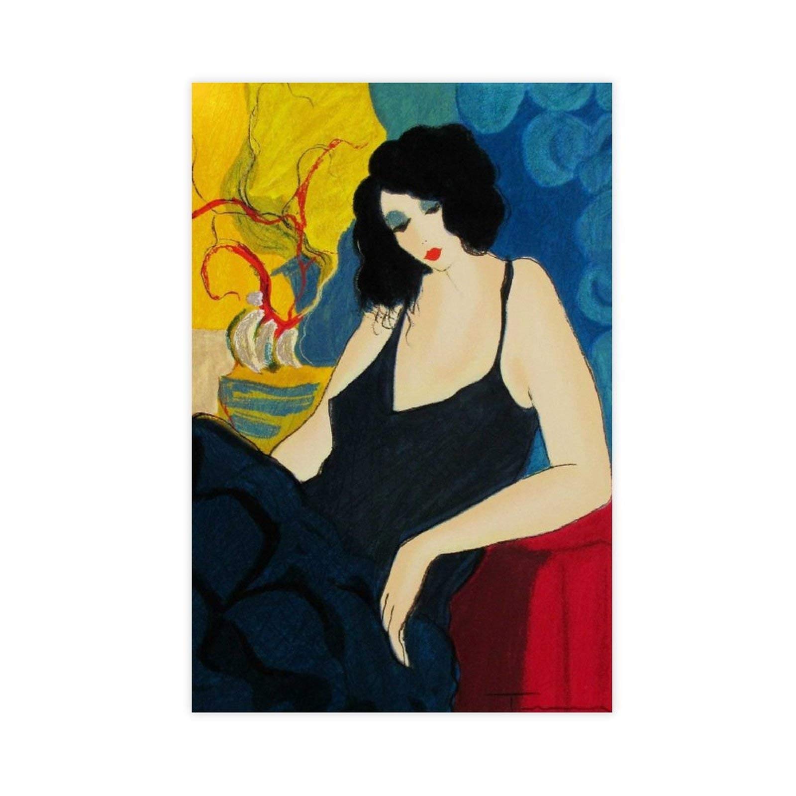 Itzchak Tarkay Beautiful Oil Painting 15 Canvas Poster Wall Art Decor Print Picture Paintings for Living Room Bedroom Decoration DONGDA Poster Unframe：12x18inch(30x45cm)