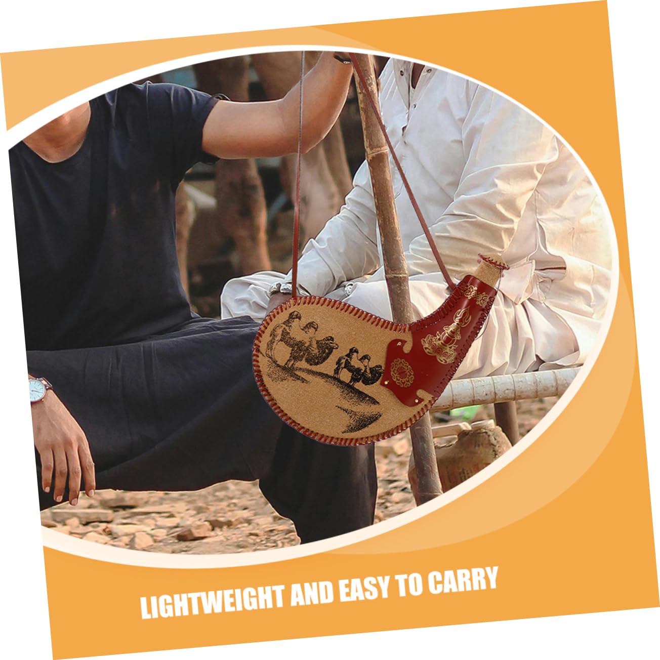LABRIMP Antike Wassersack Tasche aus Pu Leder 2 Stück für Reise und Wandern | Traditionelle Bota Tasche, Leicht zu Reinigen und Tragbar, Historisch Inspiriertes Design