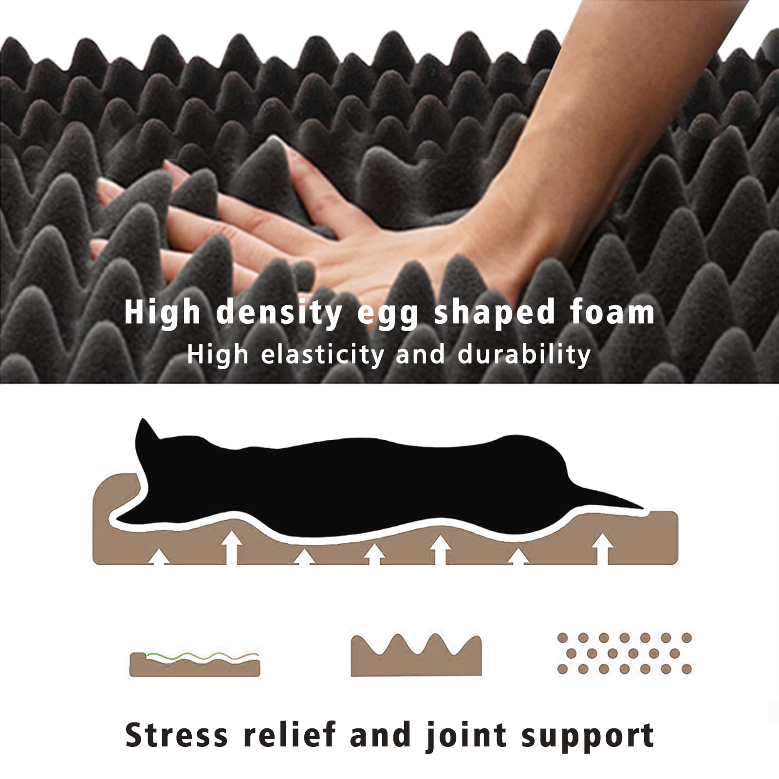 EMME Lettini per cani e cuccioli di piccola taglia, lavabili di medie dimensioni, 68,6 x 50,8 x 17,8 cm, divano impermeabile, schiuma ortopedica a forma di uovo, fodera in lino grigio rimovibile