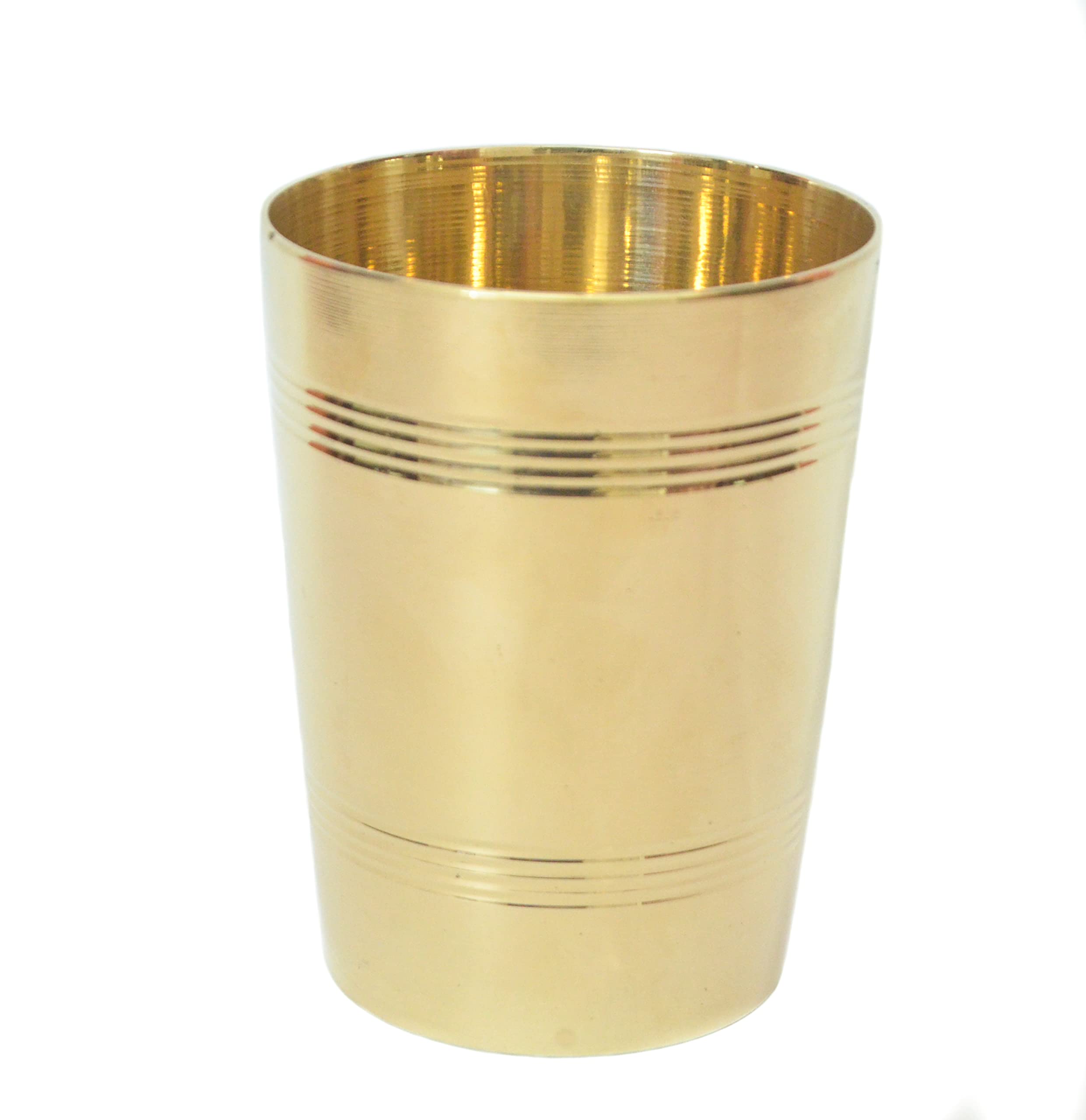 Tangerine Pure Brass Glass Tumbler for Drinking Serving Water, Yoga & Ayurveda, Volume-330 ML (Pack of 1 pc)