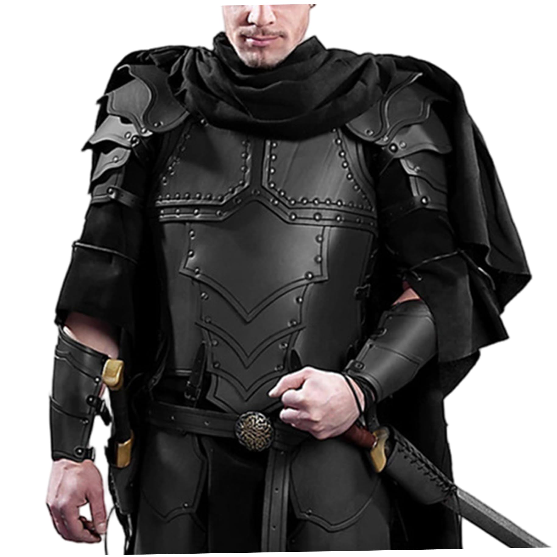 Armatura da Cavaliere Medievale, Armatura Toracica in Pelle PU per Uomo, Costume da pettorale Vichingo Regolabile per la Festa Cosplay di Halloween