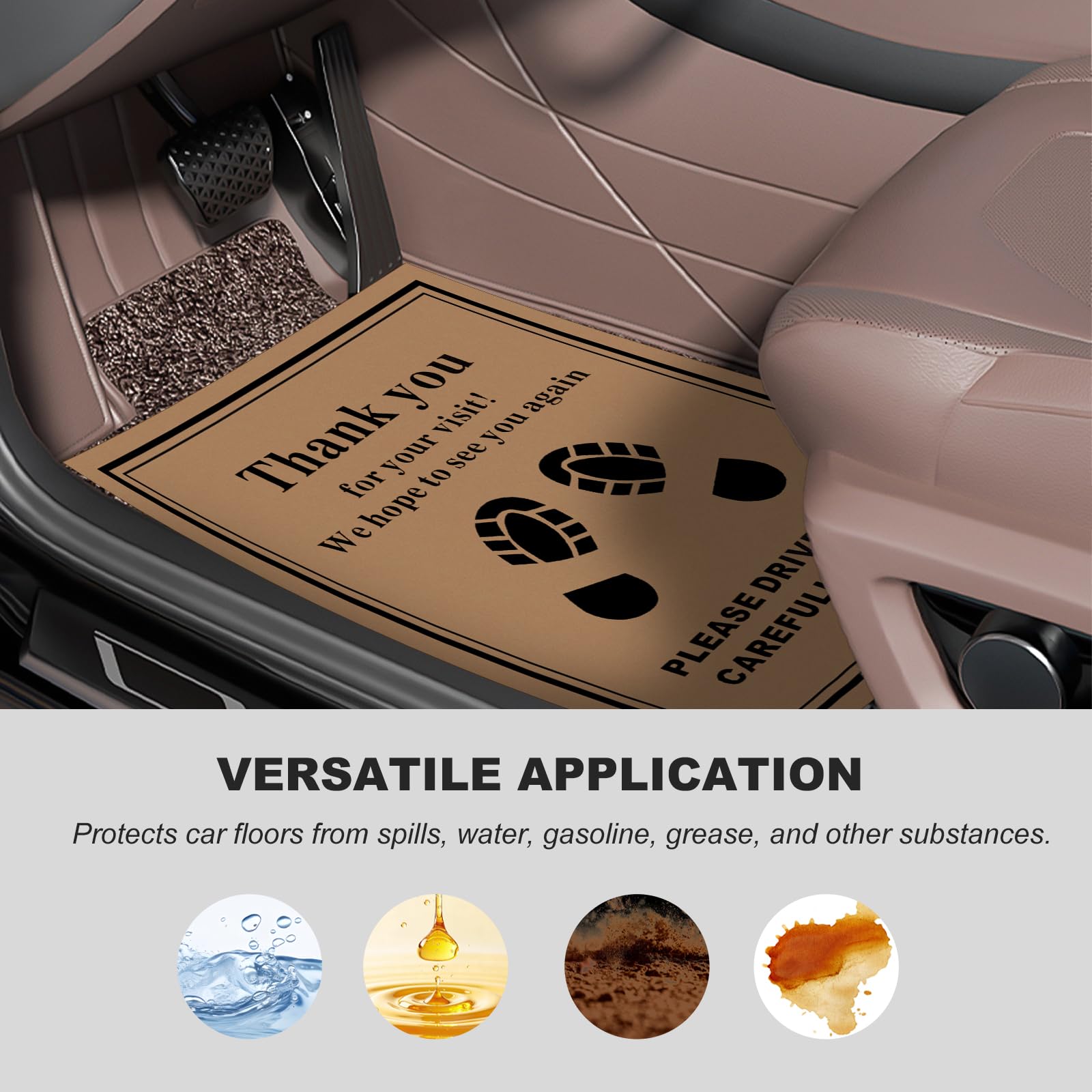 Sun Walker 50 PCS Car Paper Floor Mats 16 x 20 Inch Disposable Auto Carpet Protector with Footprint — view 5