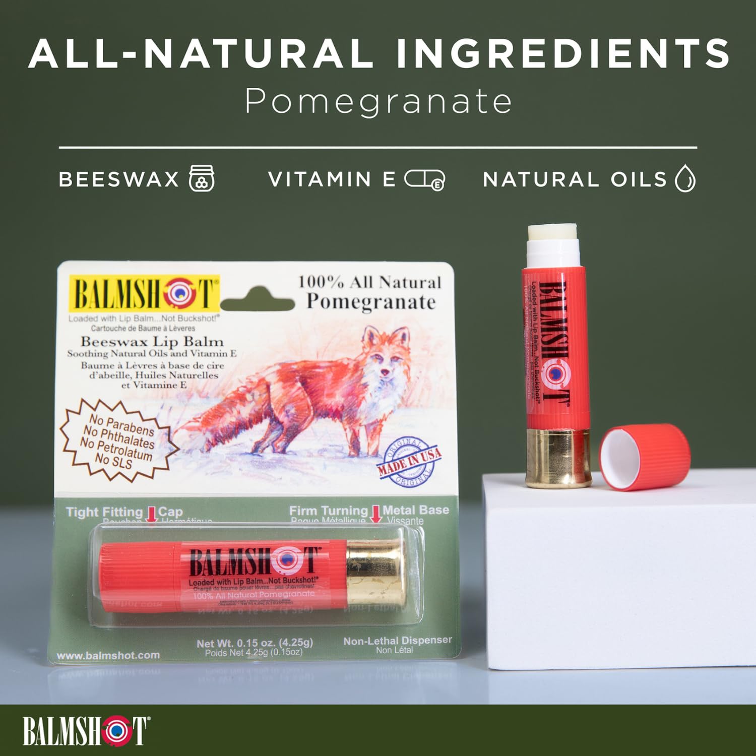 balmshot Zwei Stück 100% natürlichem Bio Granatapfel Lippenbalsam