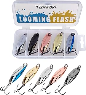 THKFISH Fishing Lures Trout Lures Fishing Spoons Lures for Trout Pike Bass Crappie Walleye 1/8oz 1/5oz 1/4oz 3/8oz 1/2oz 3/4oz 5pcs