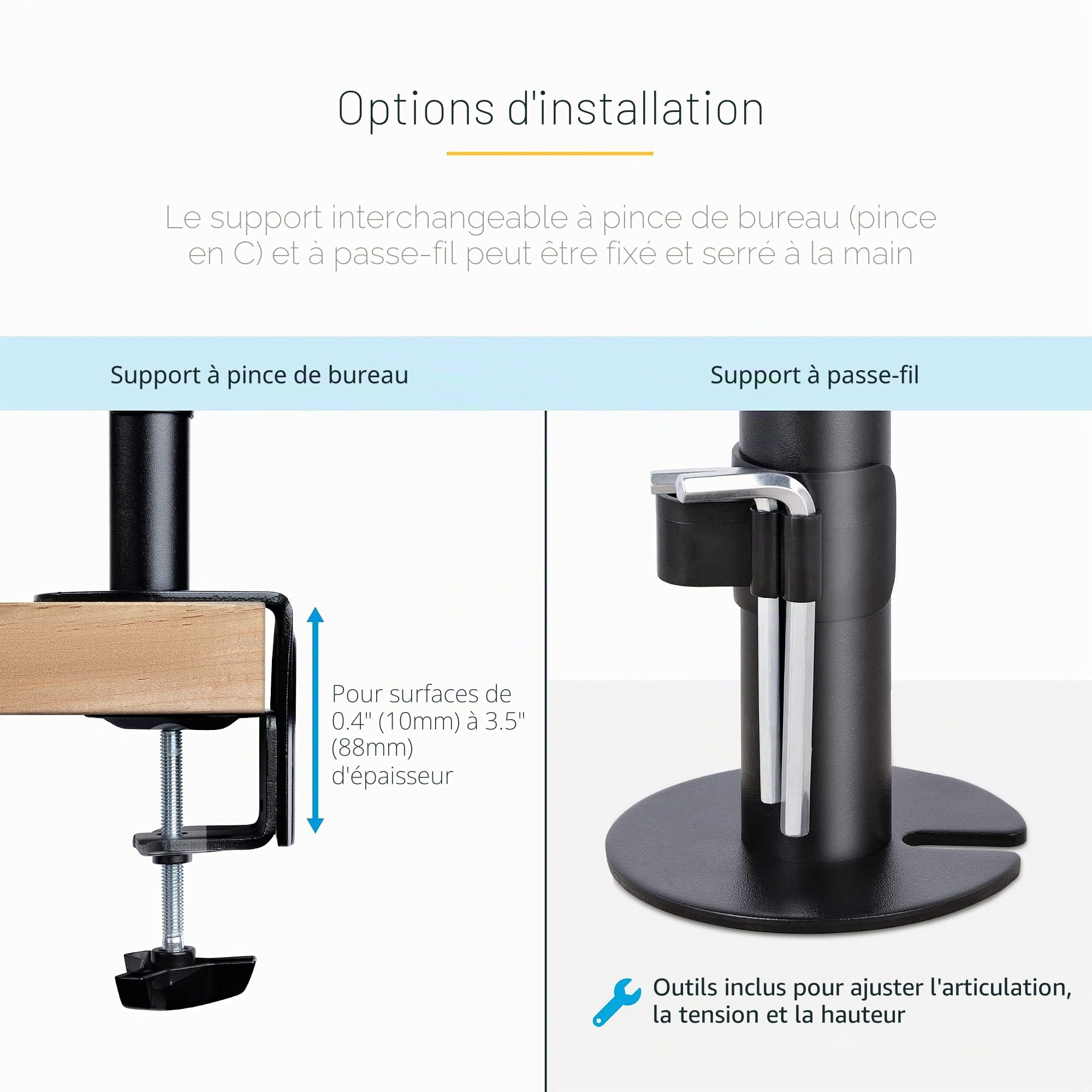 StarTech Bras Écran 32", 4,5kg, Plateau PC Portable (A2-LAPTOP-DESK-MOUNT) | Plateau ventile pour ordinateur portable, VESA, Reglable, Inclinaison pivotement rotation, Pince oeillet