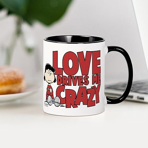 Miniatura 3 de CafePress Peanuts Lucy Love Drives Me Craz - Taza de café de cerámica, taza de té, 11 onzas