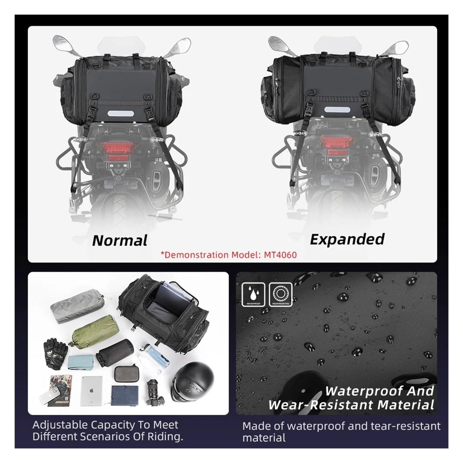 Borsa Moto Impermeabile Borsa Viaggio Impermeabile 19L-80L Espandibile Grande Capacità Coda/tronco/portapacchi Maggior Parte Moto